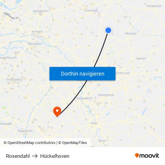 Rosendahl to Hückelhoven map