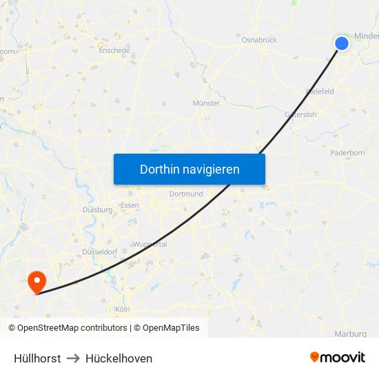 Hüllhorst to Hückelhoven map
