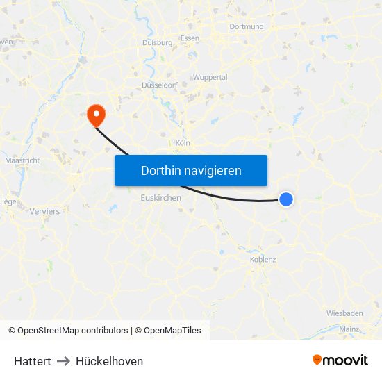 Hattert to Hückelhoven map