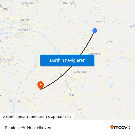 Senden to Hückelhoven map