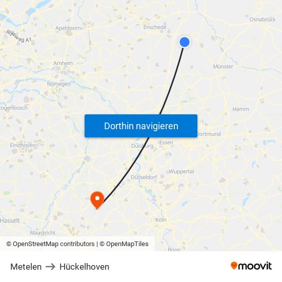 Metelen to Hückelhoven map
