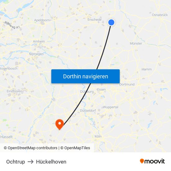 Ochtrup to Hückelhoven map