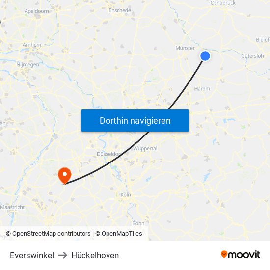 Everswinkel to Hückelhoven map