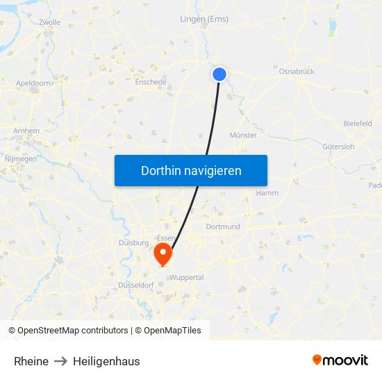 Rheine to Heiligenhaus map