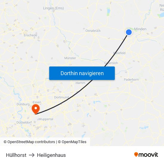 Hüllhorst to Heiligenhaus map