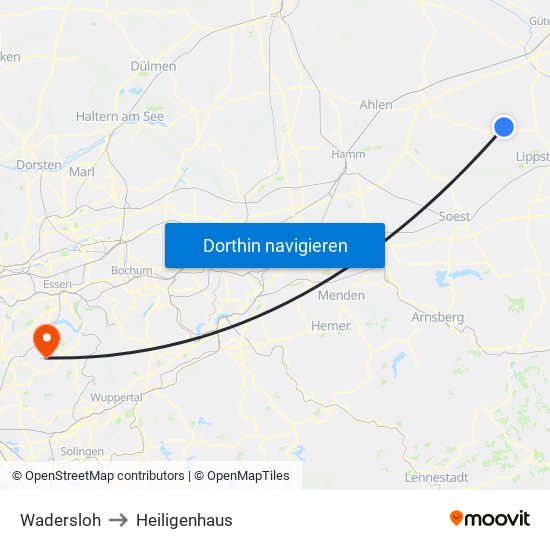 Wadersloh to Heiligenhaus map