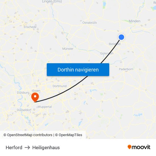 Herford to Heiligenhaus map