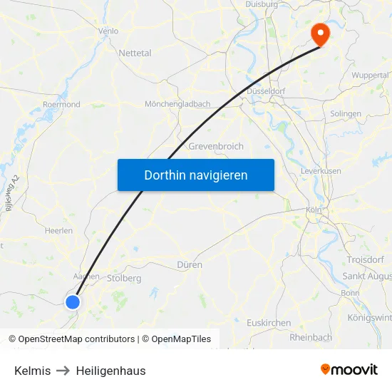 Kelmis to Heiligenhaus map