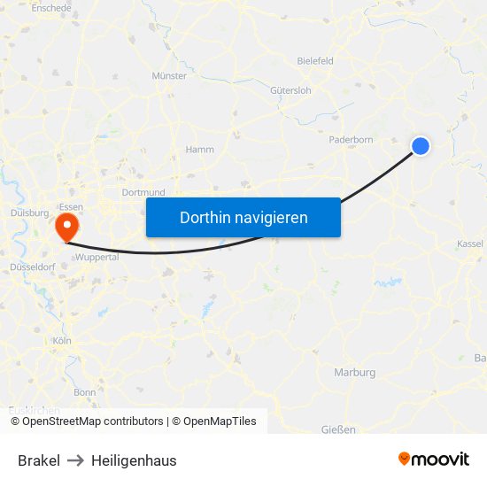 Brakel to Heiligenhaus map