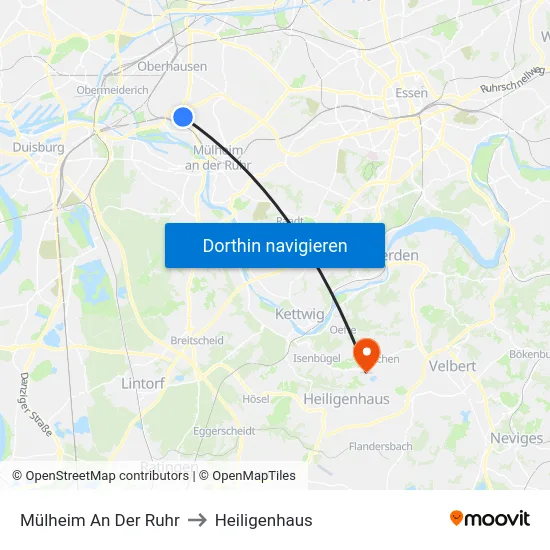 Mülheim An Der Ruhr to Heiligenhaus map