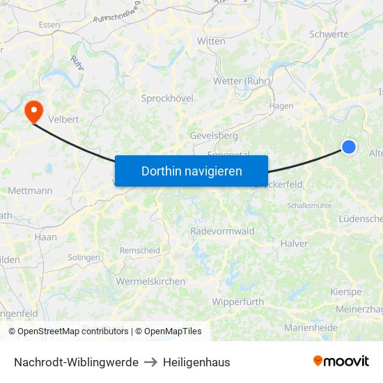 Nachrodt-Wiblingwerde to Heiligenhaus map