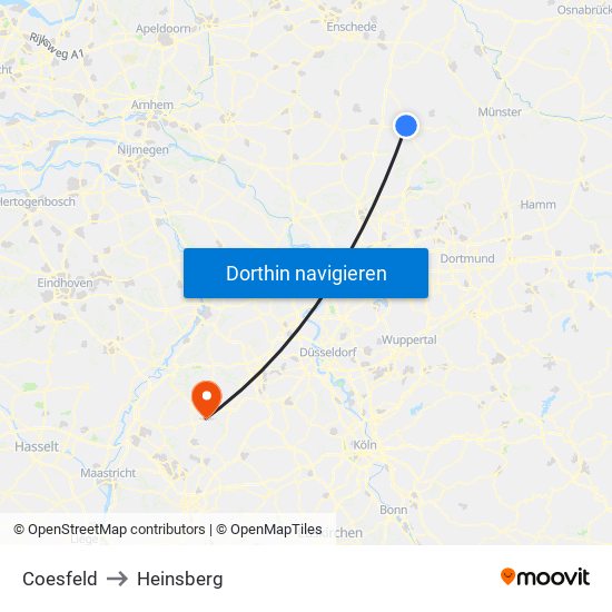 Coesfeld to Heinsberg map