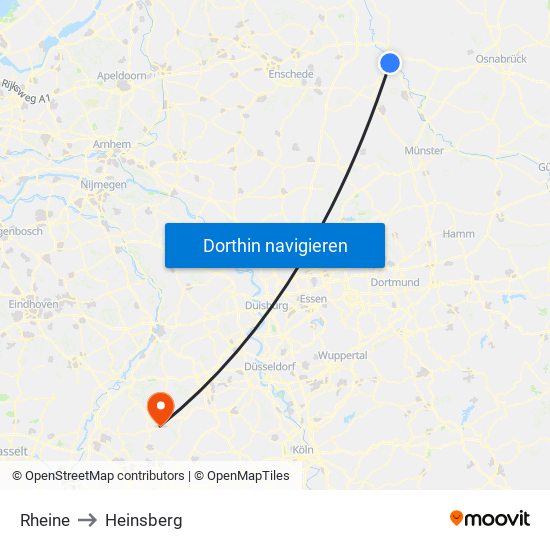 Rheine to Heinsberg map