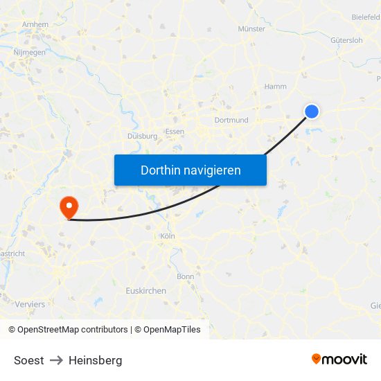 Soest to Heinsberg map