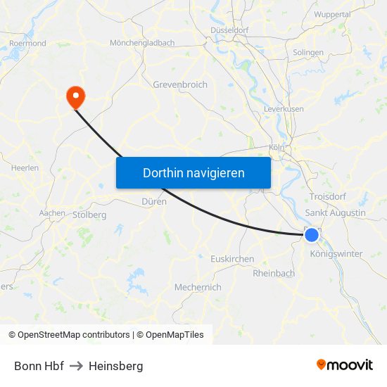 Bonn Hbf to Heinsberg map