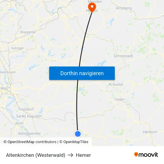 Altenkirchen (Westerwald) to Hemer map