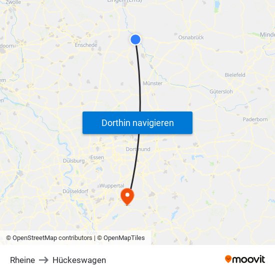 Rheine to Hückeswagen map