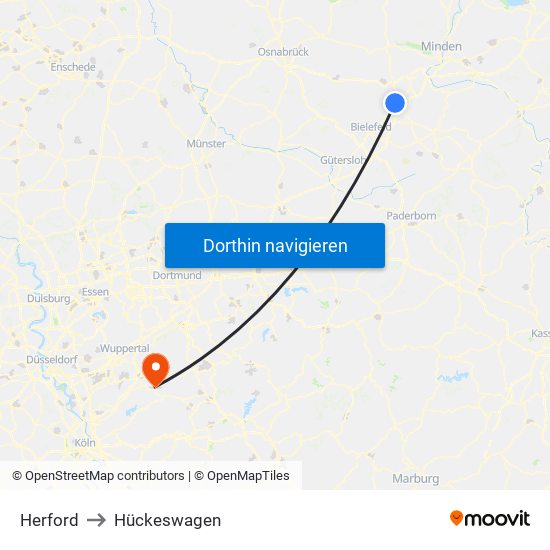 Herford to Hückeswagen map