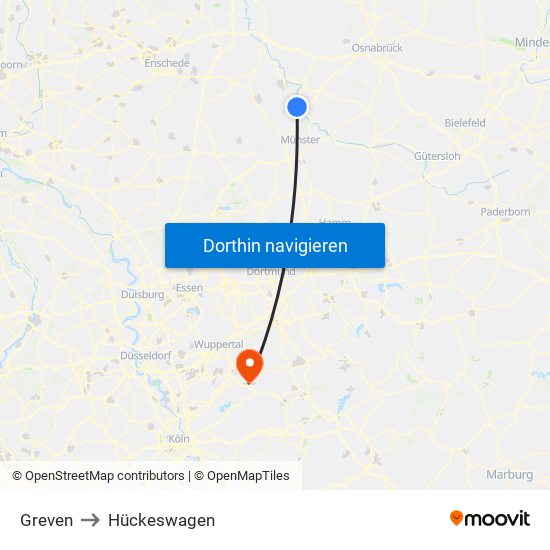 Greven to Hückeswagen map