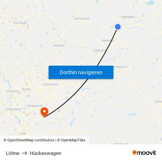 Löhne to Hückeswagen map