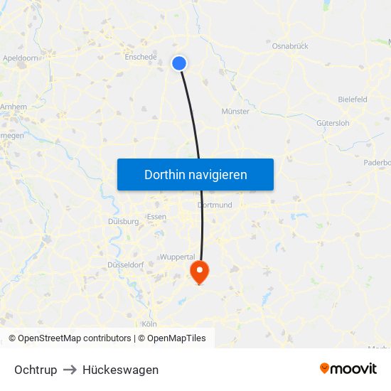 Ochtrup to Hückeswagen map