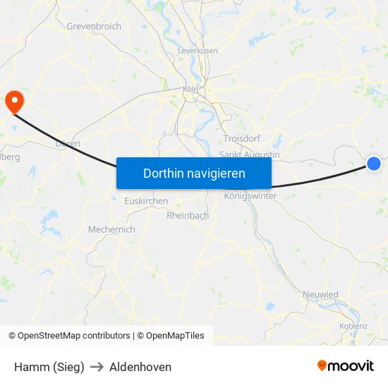 Hamm (Sieg) to Aldenhoven map