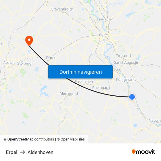 Erpel to Aldenhoven map