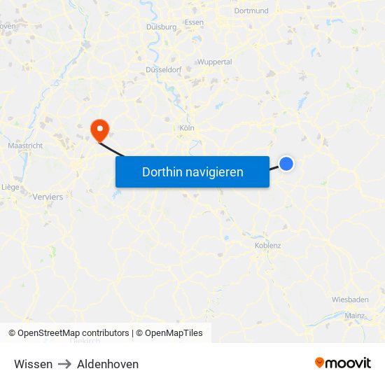 Wissen to Aldenhoven map