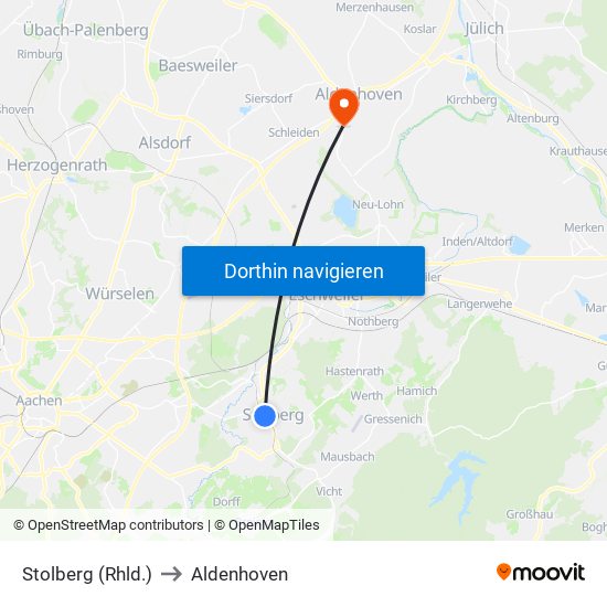 Stolberg (Rhld.) to Aldenhoven map