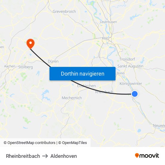 Rheinbreitbach to Aldenhoven map