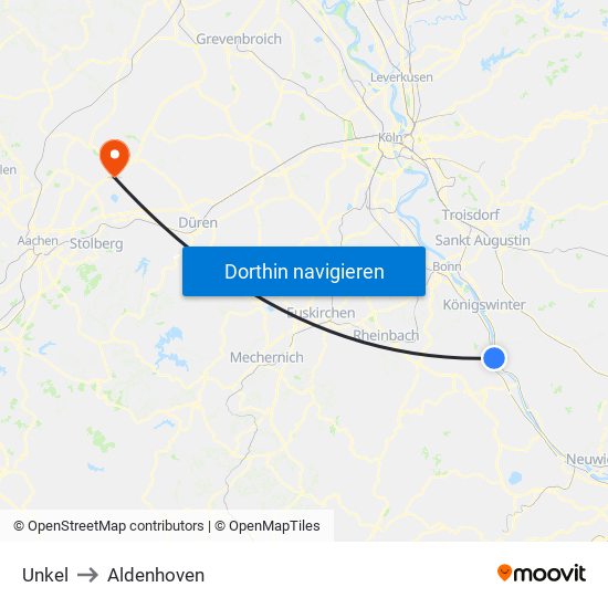 Unkel to Aldenhoven map