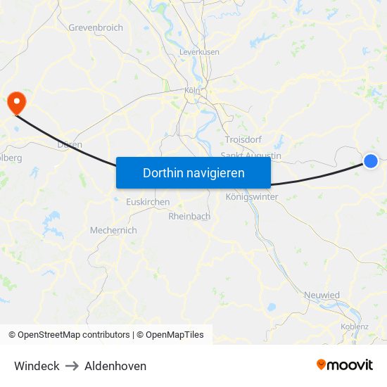 Windeck to Aldenhoven map