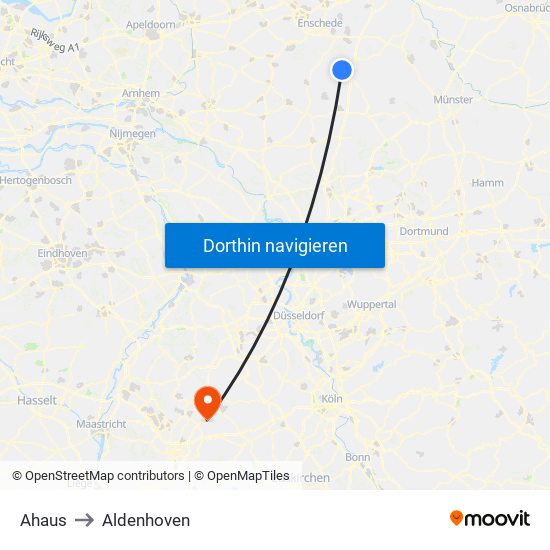 Ahaus to Aldenhoven map