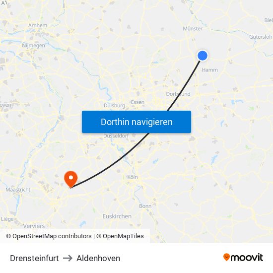 Drensteinfurt to Aldenhoven map