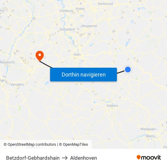 Betzdorf-Gebhardshain to Aldenhoven map