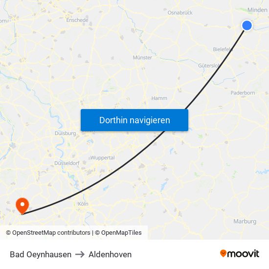 Bad Oeynhausen to Aldenhoven map