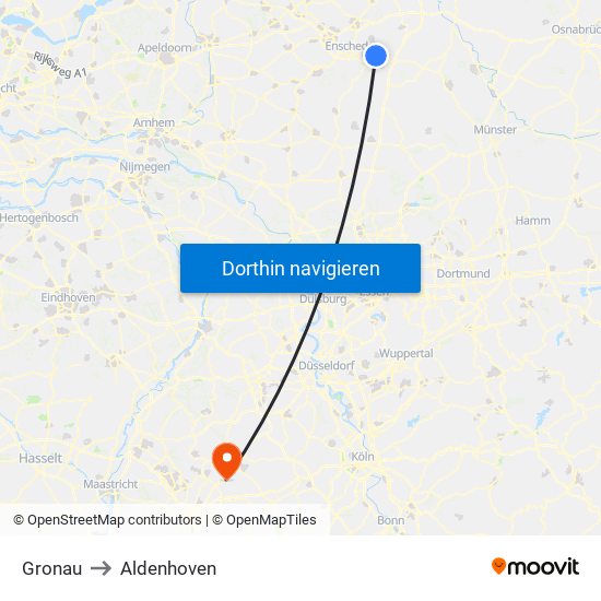 Gronau to Aldenhoven map