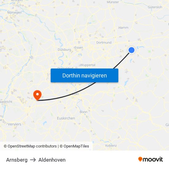 Arnsberg to Aldenhoven map