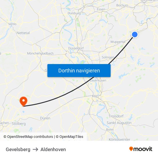 Gevelsberg to Aldenhoven map