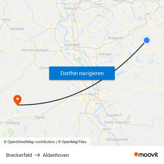 Breckerfeld to Aldenhoven map