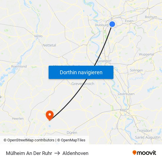 Mülheim An Der Ruhr to Aldenhoven map