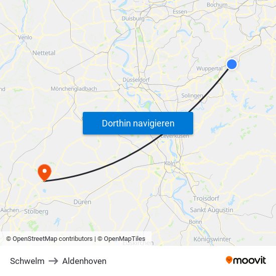 Schwelm to Aldenhoven map