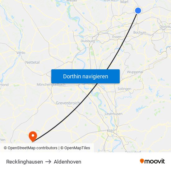 Recklinghausen to Aldenhoven map