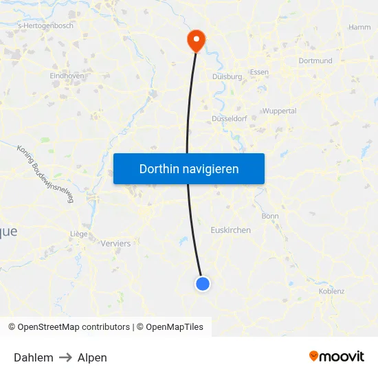 Dahlem to Alpen map