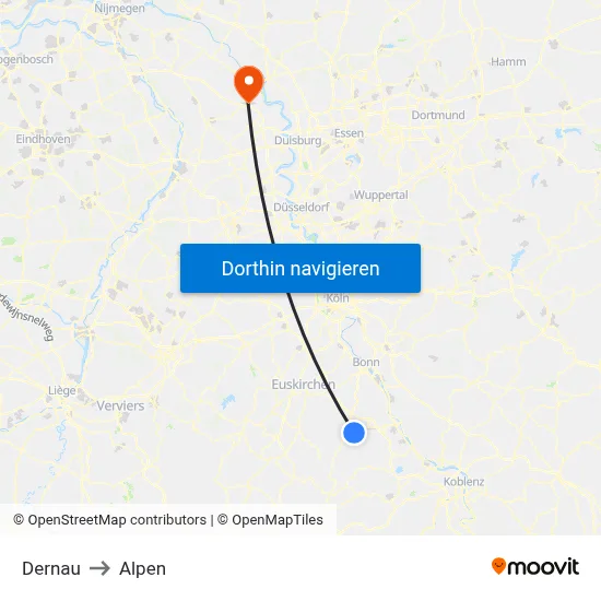 Dernau to Alpen map