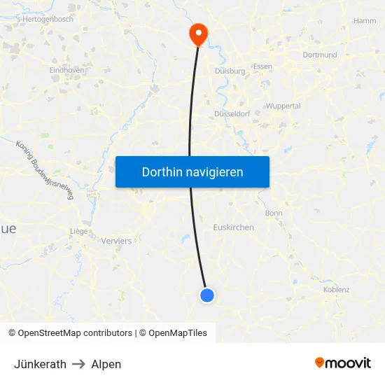 Jünkerath to Alpen map