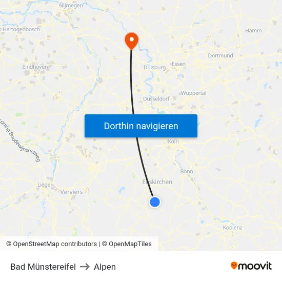 Bad Münstereifel to Alpen map