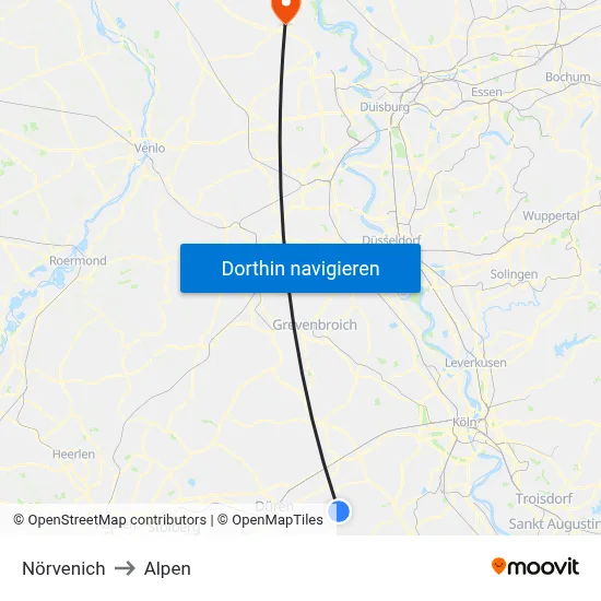 Nörvenich to Alpen map