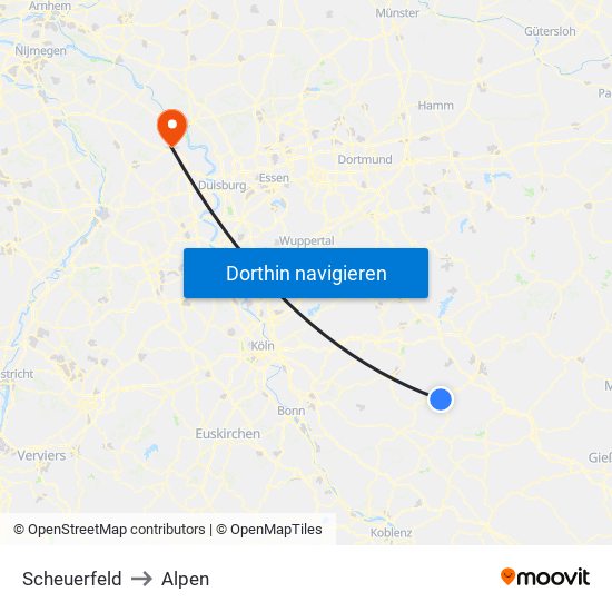 Scheuerfeld to Alpen map