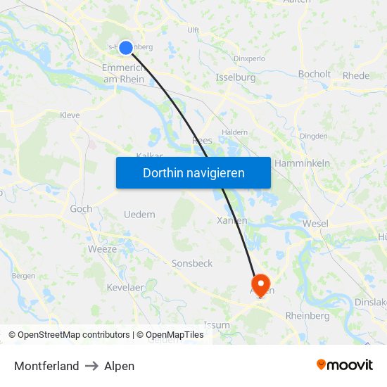 Montferland to Alpen map